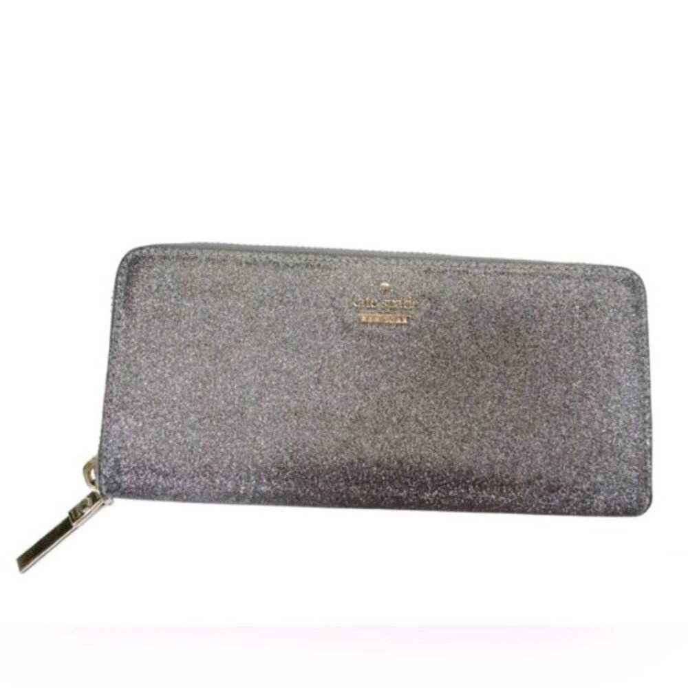 Kate Spade Lola Glitter Zippy Leather Large Zip Around Continental Wallet Clutch
